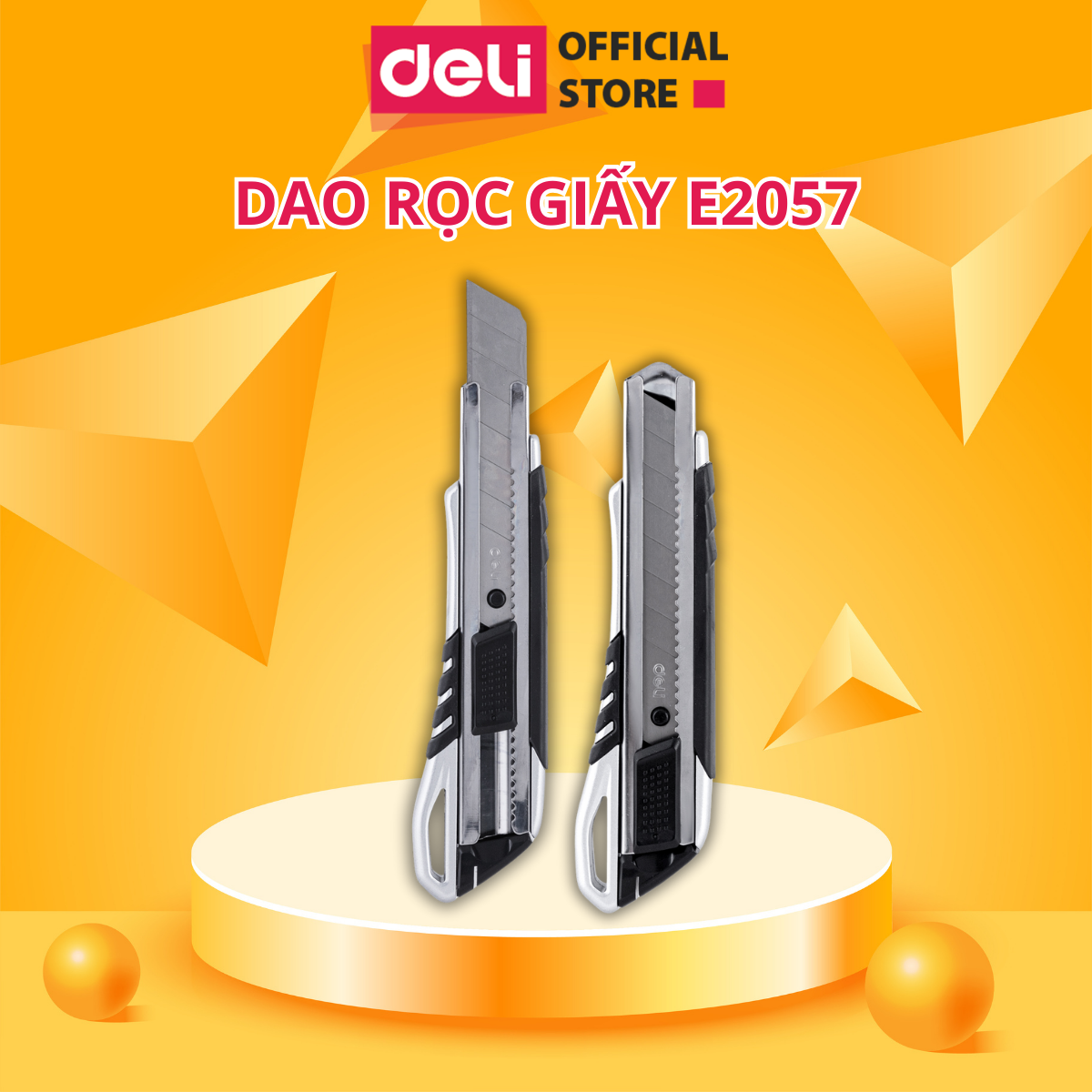 Dao Rọc Giấy Deli Với Tay Cầm Bằng Cao Su Mềm, Thiết Kế Độc Đáo 8 Lưỡi Dao Kim Loại Tách Rời Có Thể Thay Thế, Lưỡi Dao Sắc Bén Đảm Bảo Độ Chính Xác Cao Khi Cắt