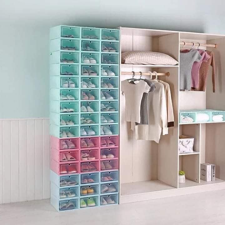SÉT 10 HỘP ĐỰNG GIÀY DÉP BẰNG NHỰA CỨNG TRONG