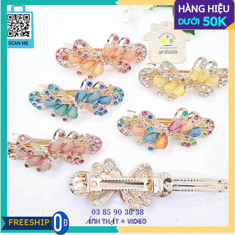 Kẹp tóc nữ Hàn Quốc, cặp tóc pha lê đính đá, phụ kiện nữ 3d nơ xinh xắn - thương hiệu Vợ Chồng Tôi