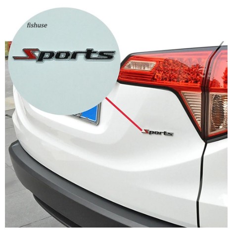 Logo 3D tem chữ nổi SPORTS kim loại trang trí ô tô xe máy