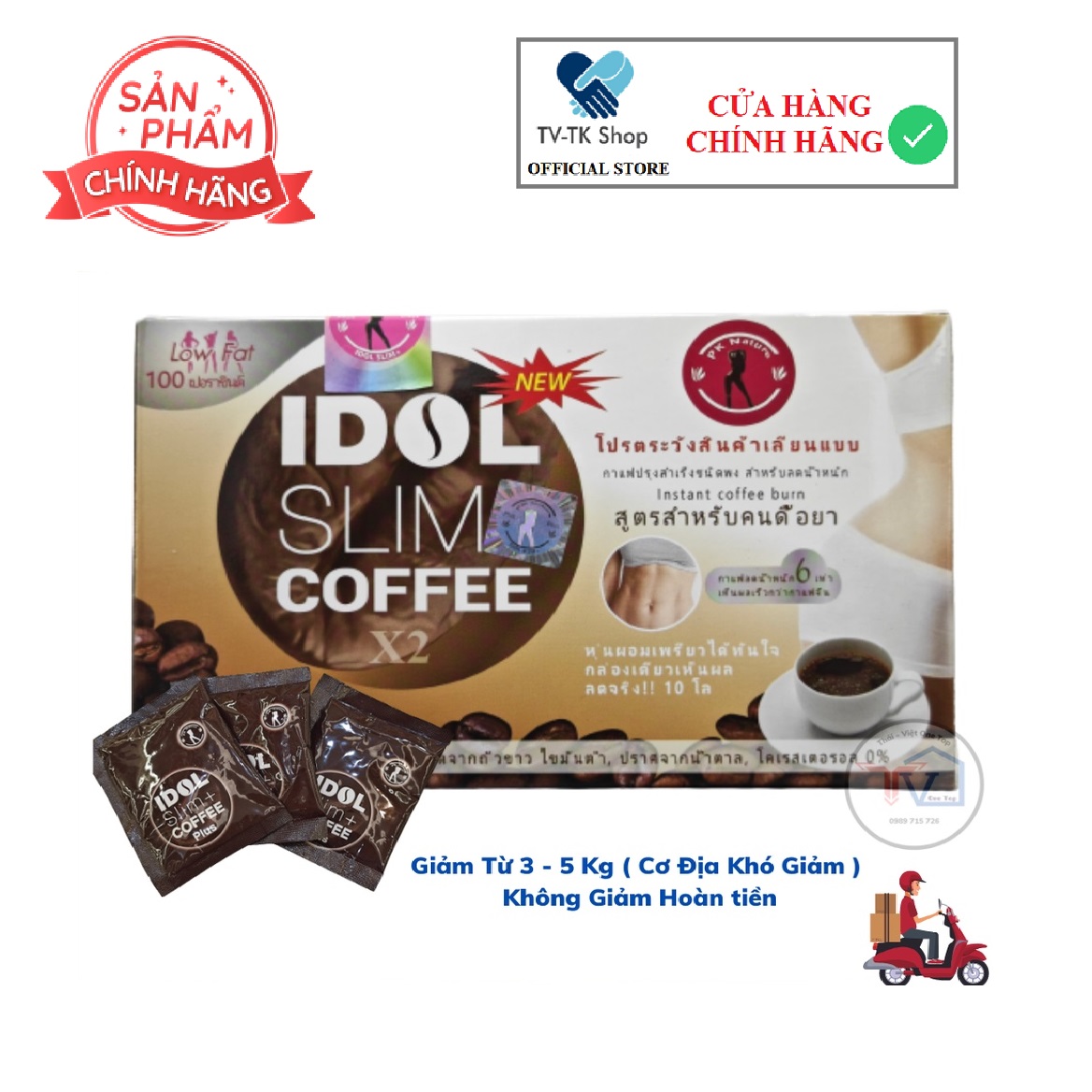 Cà Phê Giảm Cân Idol Slim Coffee X2 Thái Lan - Hộp 10 gói