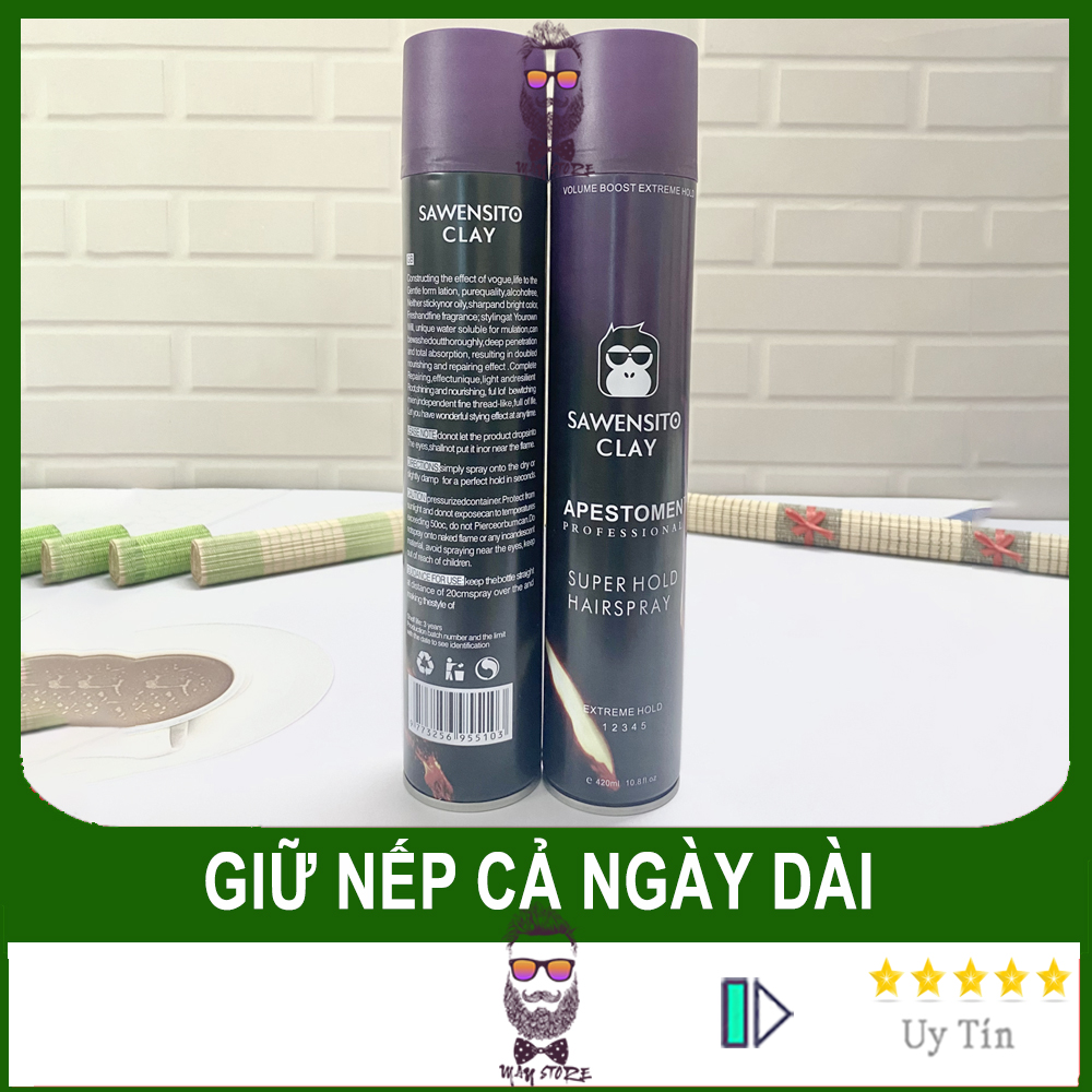 Gôm xịt tóc nam sawensito clay 420ml - keo xịt tạo kiểu tóc nam siêu giữ nếp, hương thơm nhẹ nhàng