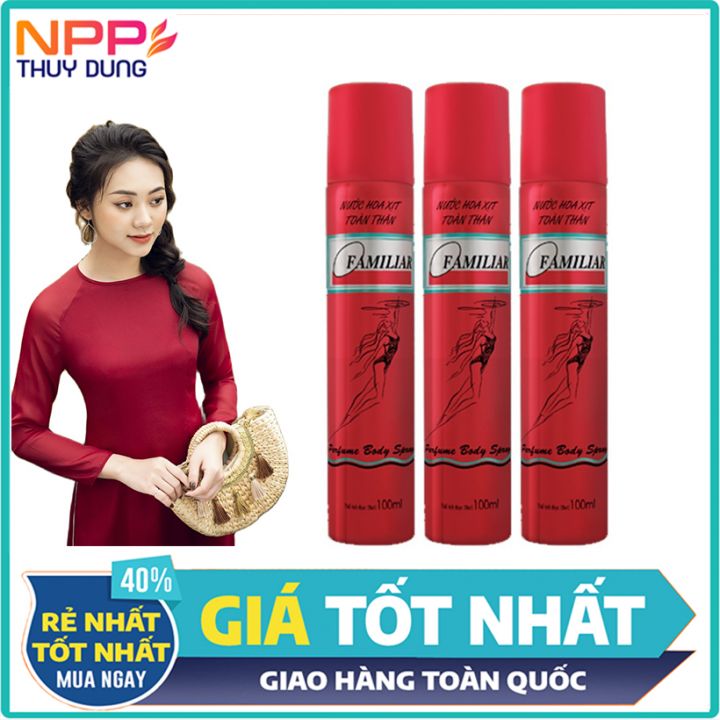 Combo 3 chai xịt nước hoa toàn thân Familiar fefume body spray 100ml- NPP THÙY DUNG