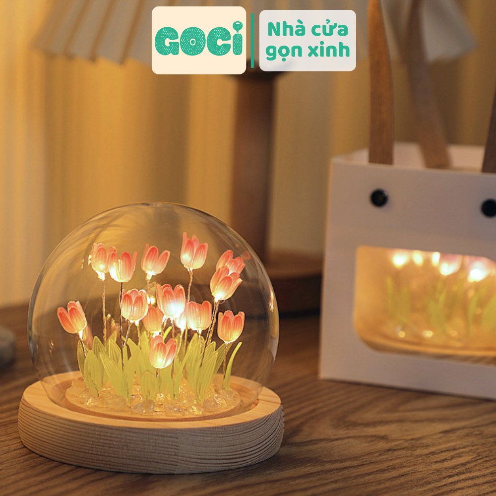 Đèn ngủ hình hoa tulip đèn LED làm thủ công dễ thương phù hợp dùng trang
