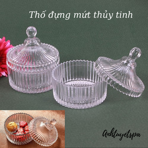 Thố Thủy Tinh Đựng Mứt Màu Trắng Sang Trọng
