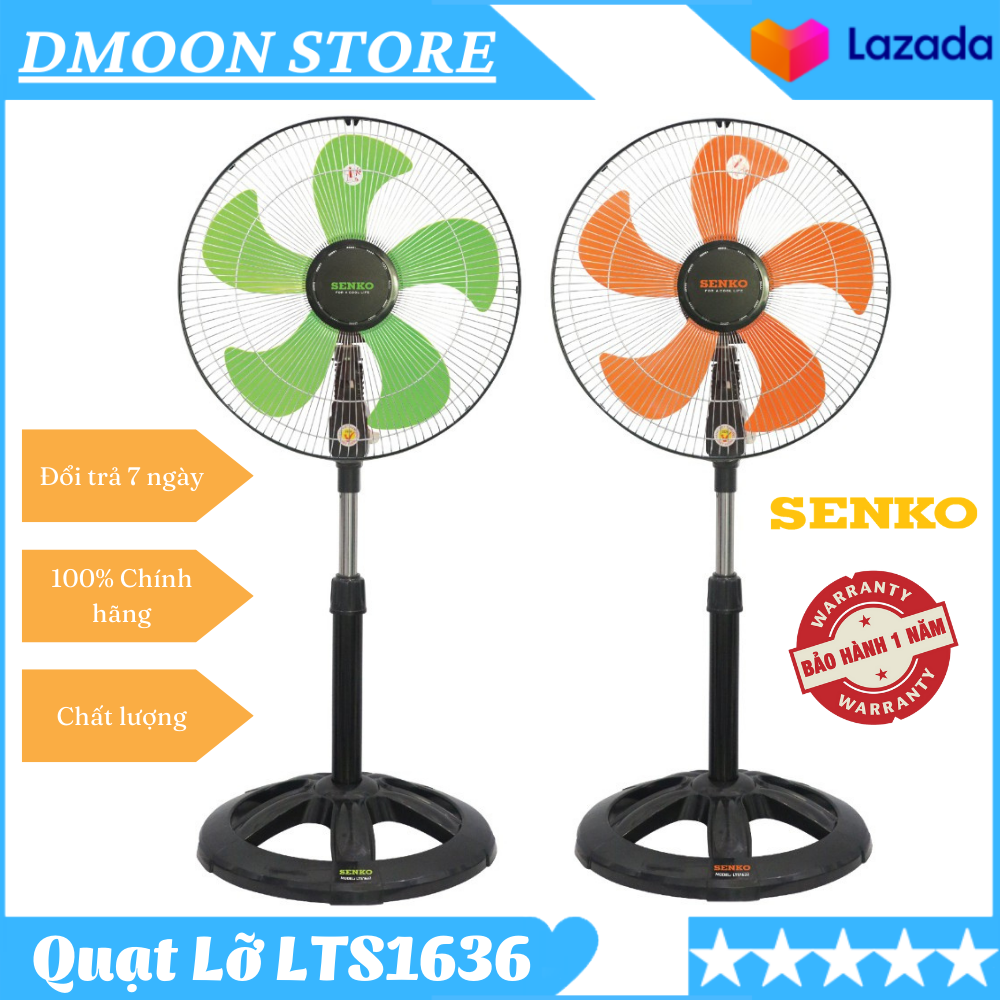 Quạt lỡ senko lts1636, 7 cánh, 3 tốc độ gió tùy chỉnh, êm ái, bền bỉ - quạt senko, quạt đứng, quạt lỡ, quạt gia đình, quạt cây, quạt văn phòng - hàng chính hãng, giao màu ngẫn nhiên, bảo hành 12 tháng