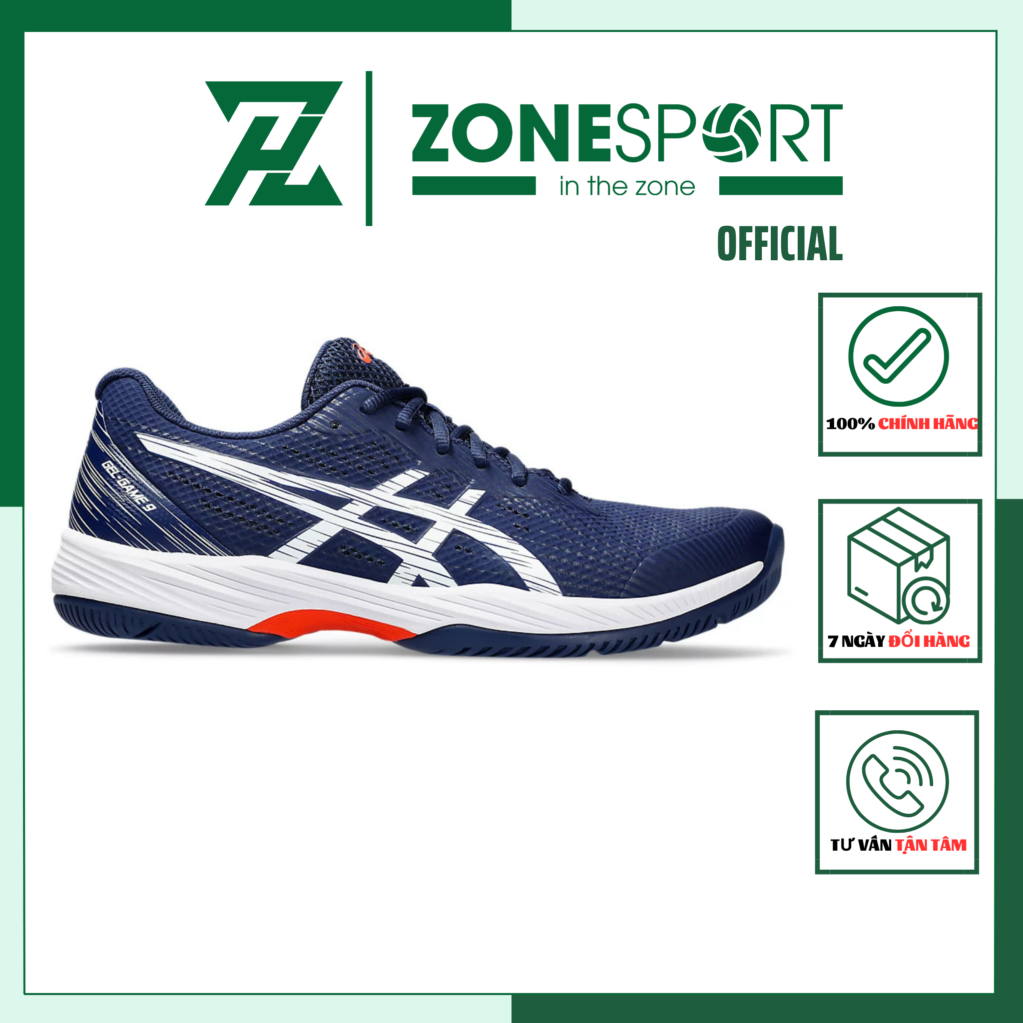 Giày Asics Gel Game 9 Xanh Đen - Giày Chuyên Tennis kết hợp Cầu Lông thiết kế lưới thoáng khí da tổng hợp đồ bền cao