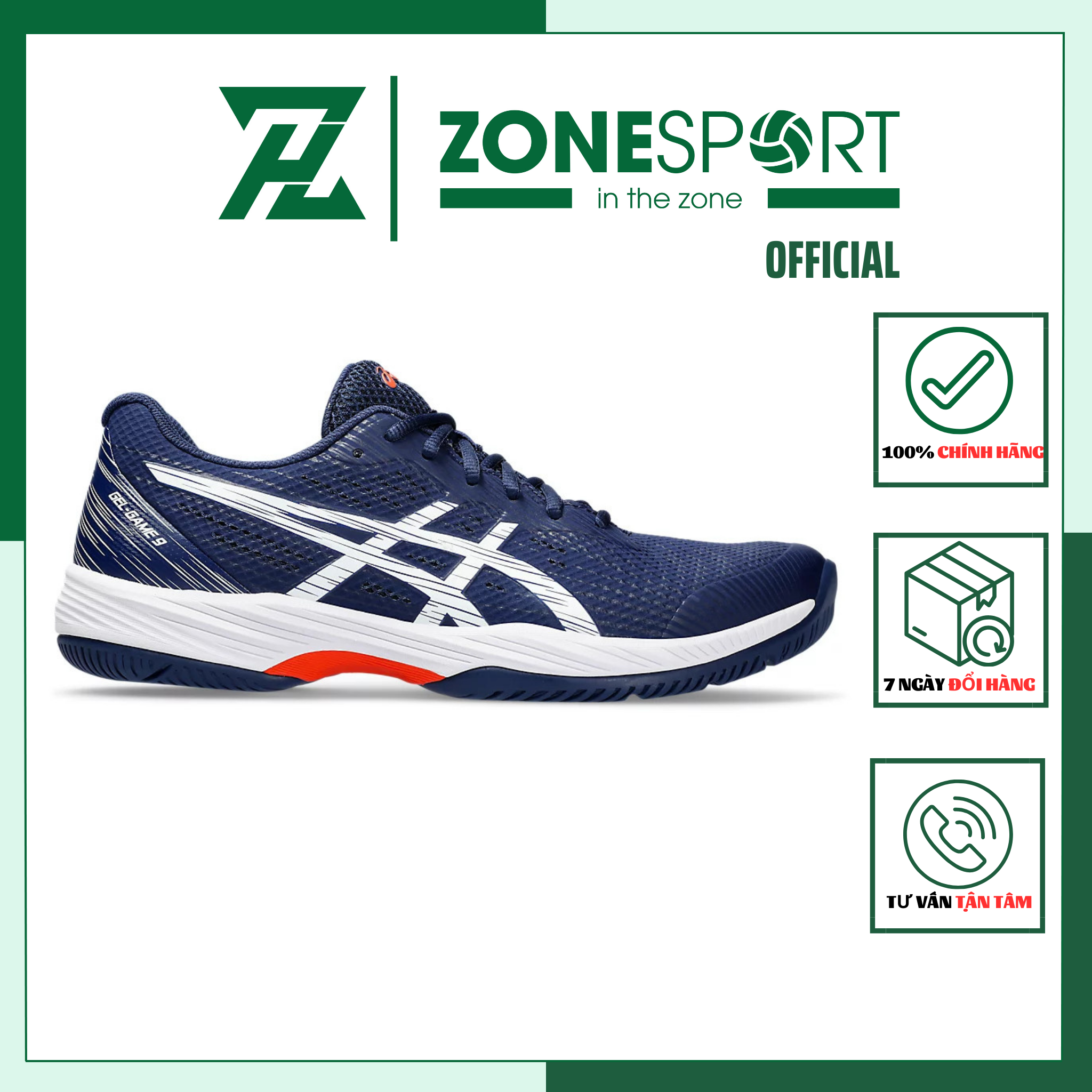 Giày Asics Gel Game 9 Xanh Đen - Giày Chuyên Tennis kết hợp Cầu Lông thiết kế lưới thoáng khí da tổn