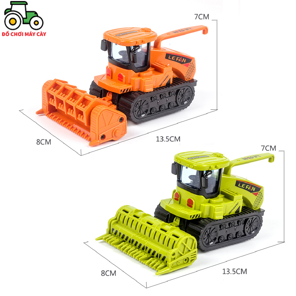 Máy gặt đập liên hợp mini - Chạy trớn, thu hoạch lúa, xe máy cày đồ chơi, xe nông trại, mô hình, MTH04