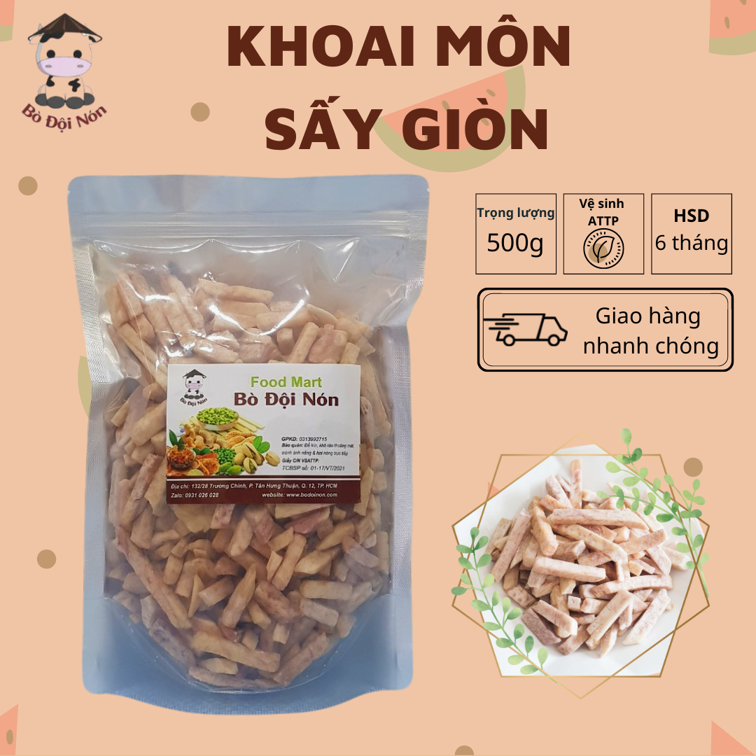 Khoai môn sấy giòn bò đội nón shop 500g