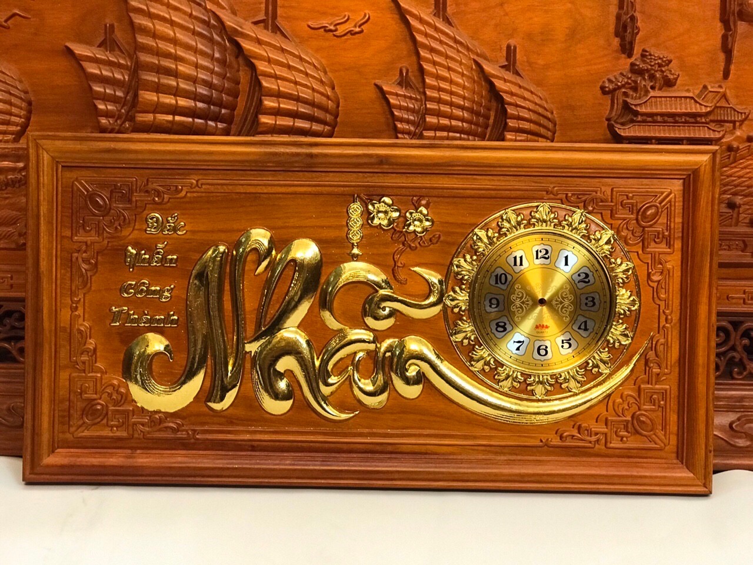 TRANH ĐỒNG HỒ TÀI LỘC- TRANH TÀI LỘC - ĐỒNG HỒ TÀI LỘC - ĐỒNG HỒ GỖ-TRANH GỖ - TRANH TREO TƯỜNG - TRANH TRANG TRÍ - TRANH CHỮ NHẪN- GỖ HƯƠNG (81X41CM)