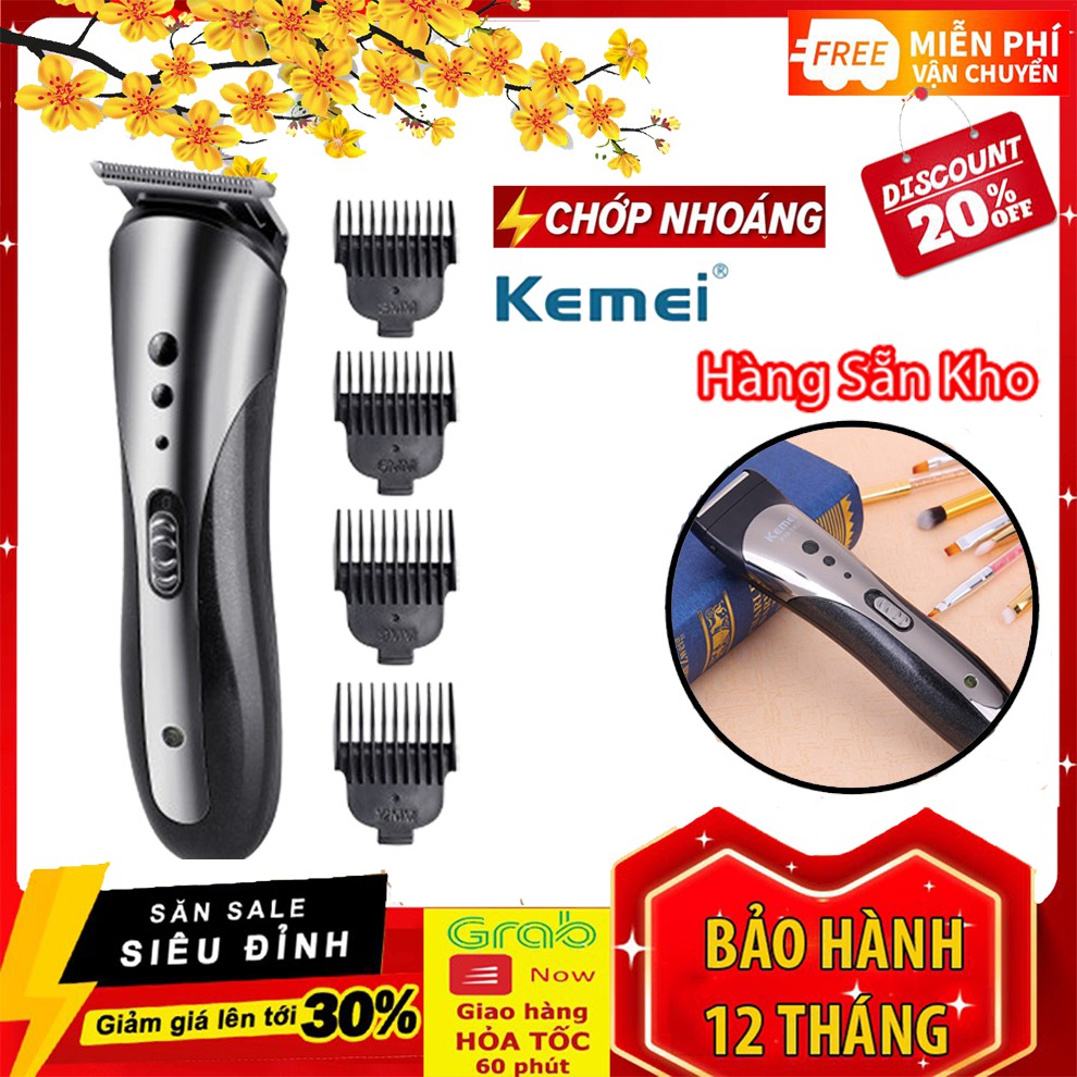 Tông đơ cắt tóc kiêm cạo râu chính hãng Kemei 1407 + Tặng dụng cụ lấy ráy tai có đèn