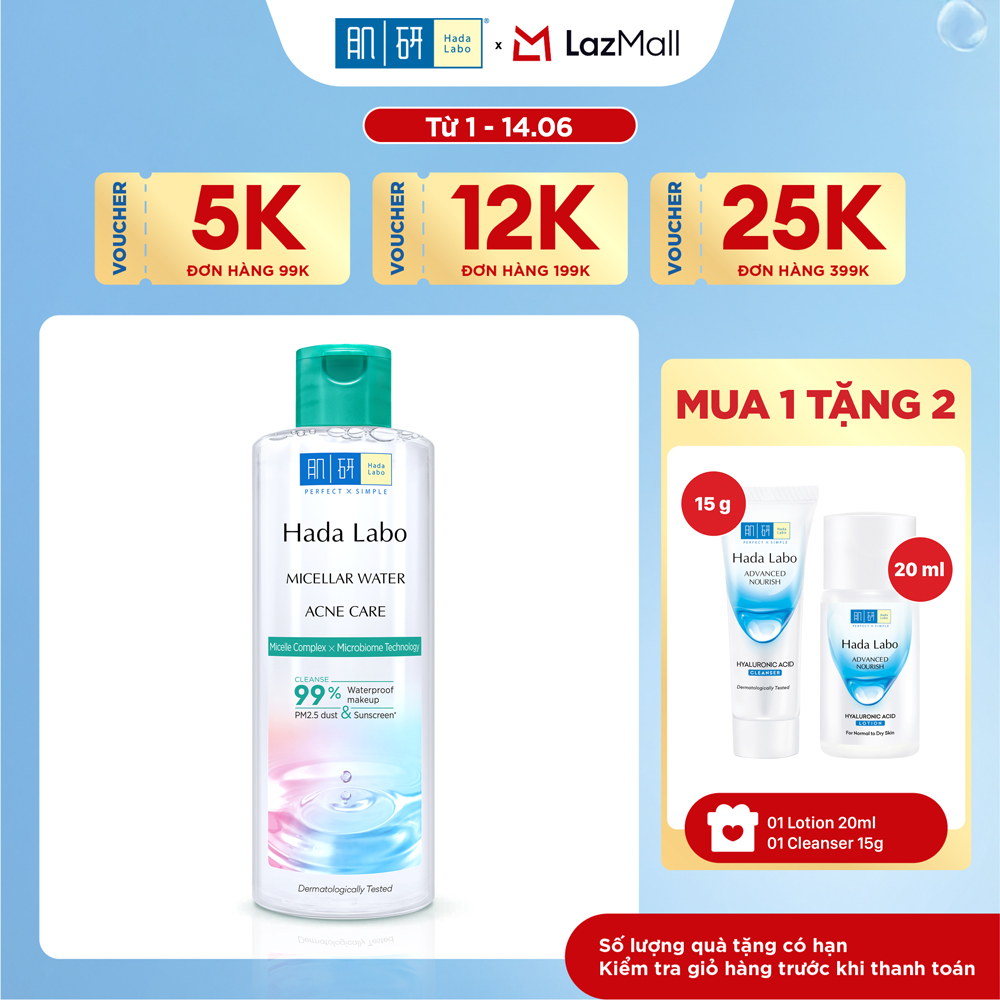 Nước tẩy trang sạch sâu cho da mụn, nhạy cảm Hada Labo Micellar Water Acne Care 240ml