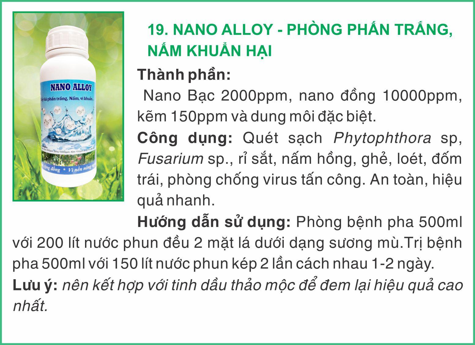 Chế phẩm sinh học nano alloy phòng phấn trắng nấm khuẩn hại