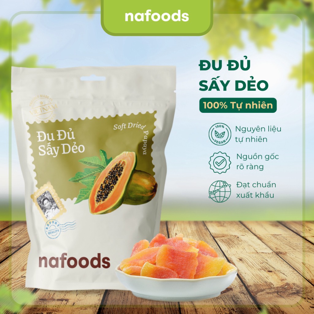 Đu đủ sấy dẻo nafoods túi 100gr