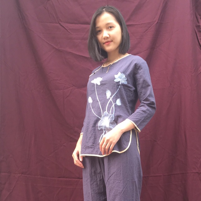 Bộ Đũi Vạt Lệch - bộ lam đi chùa