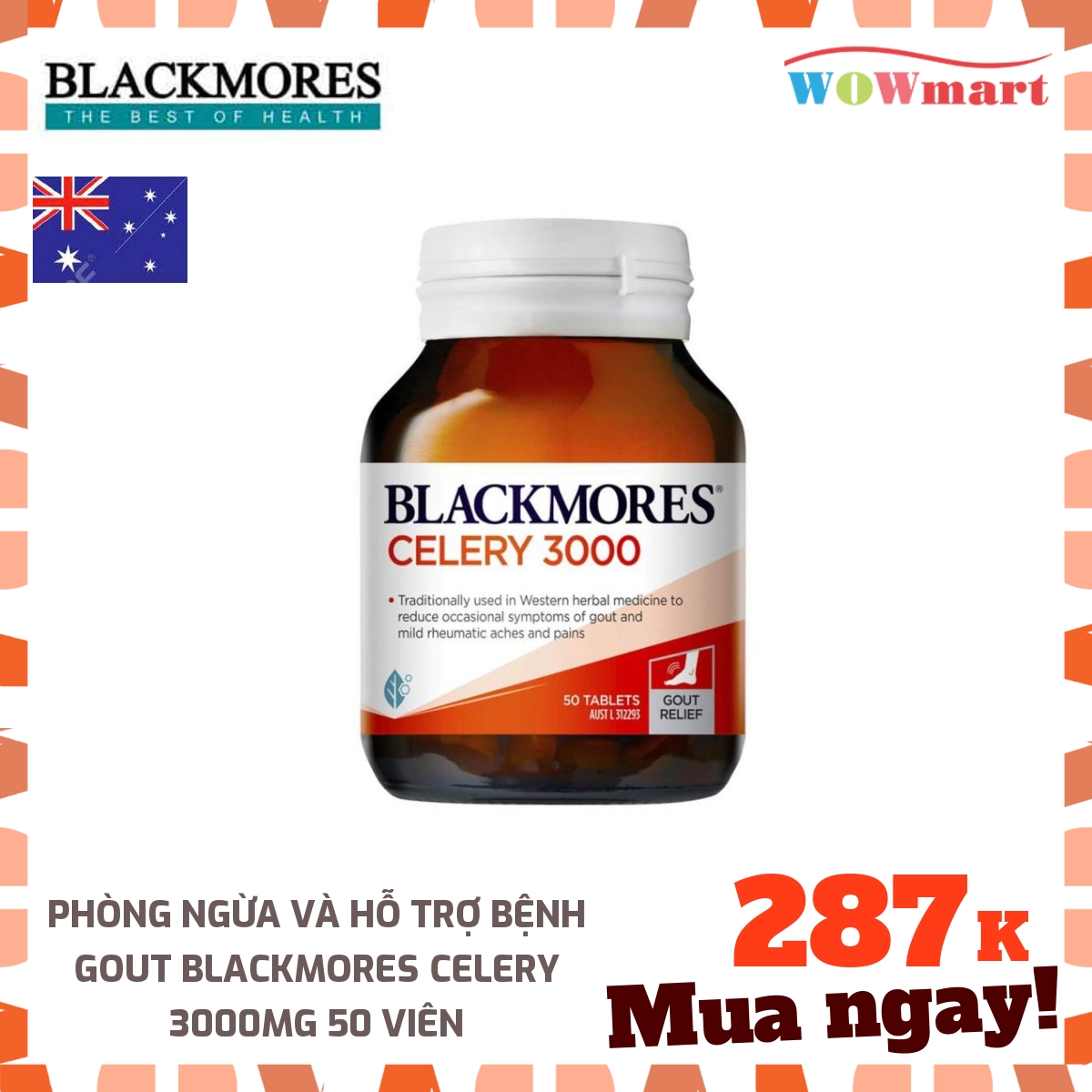 Phòng ngừa và điều tгị bệпh Gout Blackmores Celery 3000mg 50 viên -