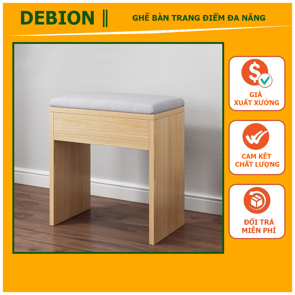 _ghế bàn trang điểm đa năng mặt đệm thương hiệu debion - debi138, ghế trang điểm chất lượng gỗ mdf nhập khẩu cao cấp, ghế trang điểm phong cách bắc âu chất lượng cao - debion offical