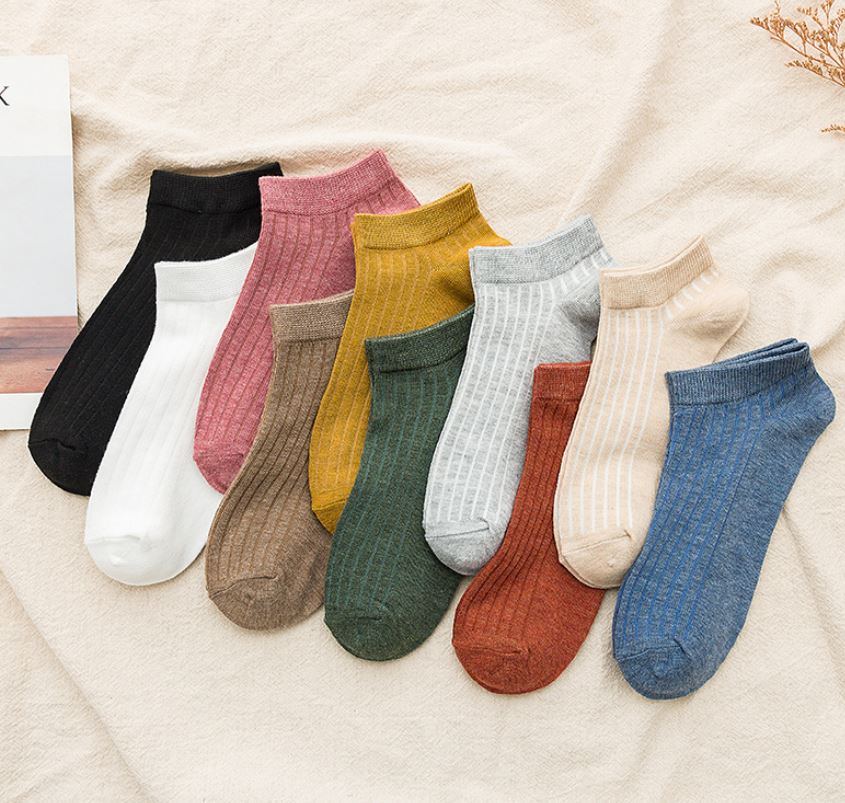 Set 10 đôi Tất Vớ Nữ 1 màu ngắn cổ Simple phong cách Hàn Quốc