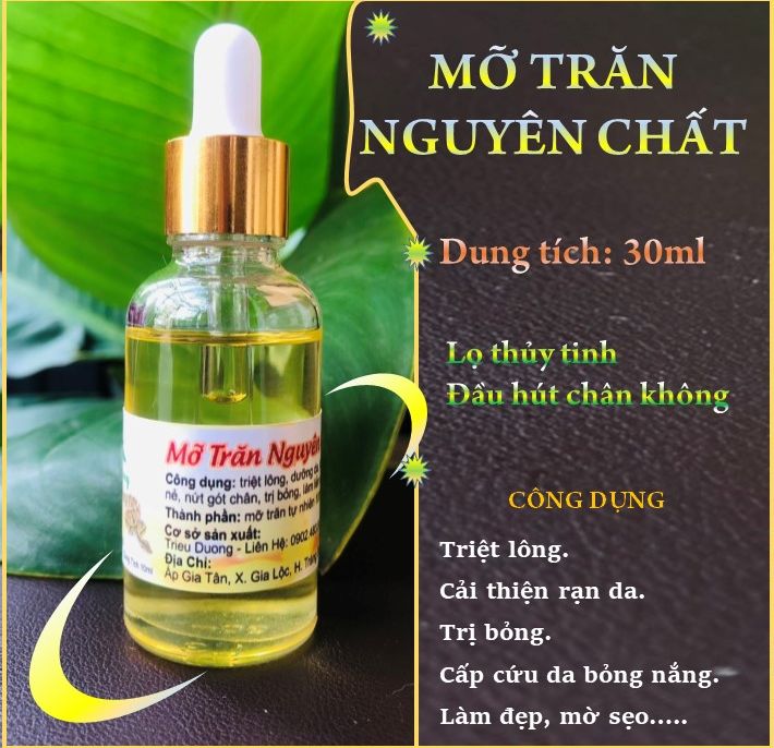 Mỡ trăn nguyên chất làm đẹp, mờ sẹo - Lọ thủy tinh 30ml