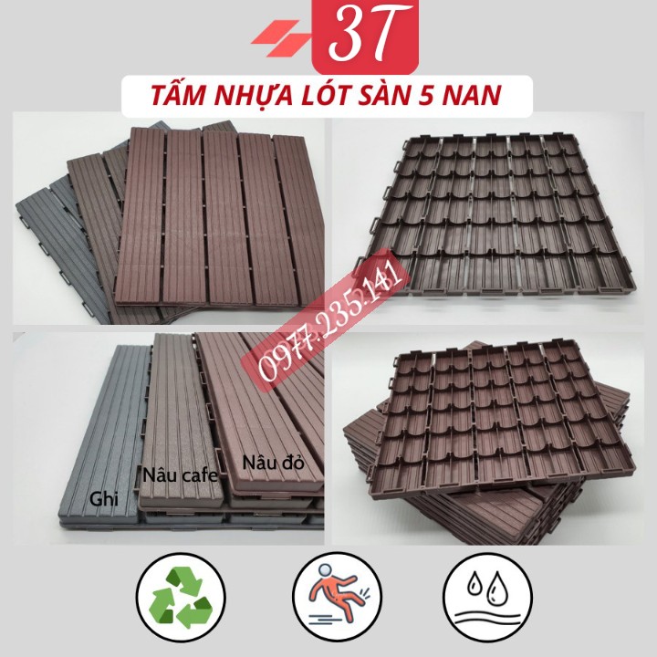 Sàn gỗ ngoai trời, vỉ lót sàn nhựa PP.30x30x2cm, Vỉ Nhựa Lót Sàn Ban Công, HVNXK, Vỉ gỗ nhựa Composite lót sàn ngoài trời