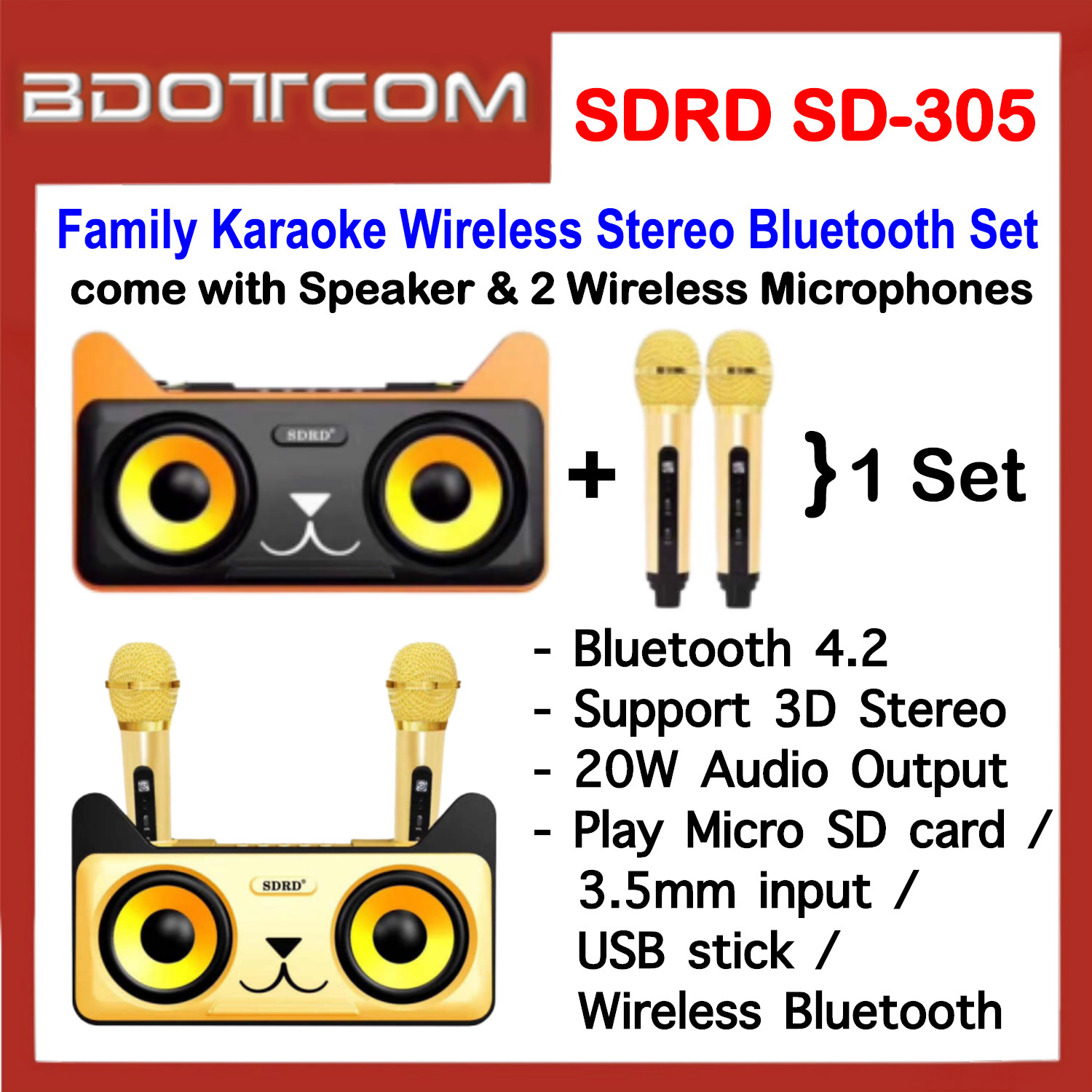 [HCM](HÀNG CAO CẤP)Loa bluetooth kèm micmích hát karaoke kèm loa,Loa bluetooth hình thú cưngLoa Hình Thú Dễ Thương Có Tai Nhúc Nhích Loa SD-305 hình mèo.