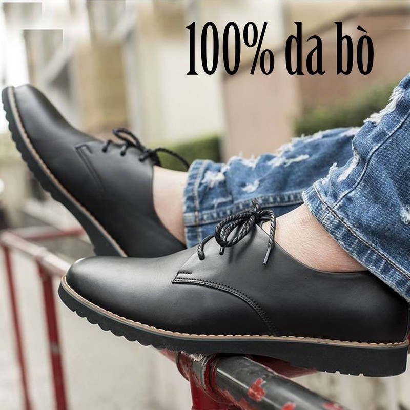 Giày sneaker nam cột dây da bò giày nam đẹp giày da