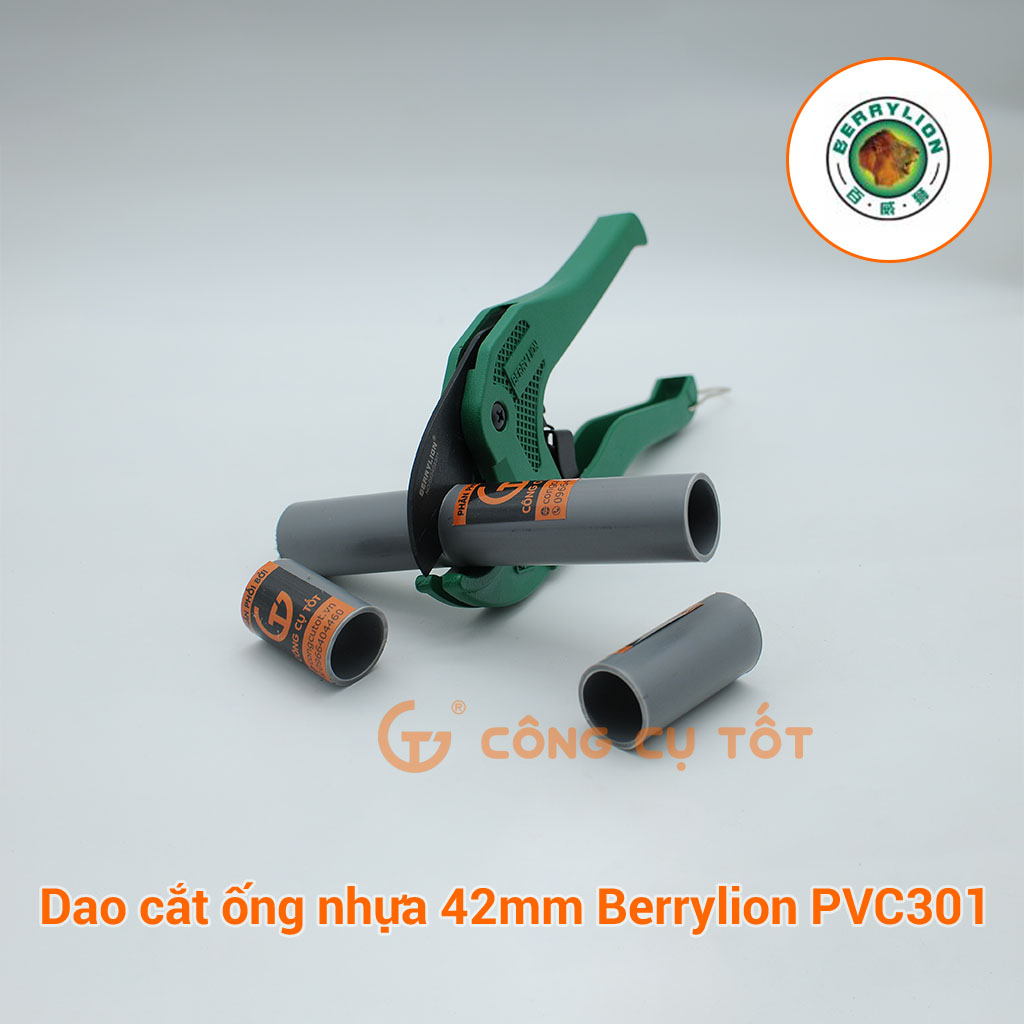 Dao cắt ống nhựa 42mm Berrylion PVC301 cán 190mm nhông lò xo kéo