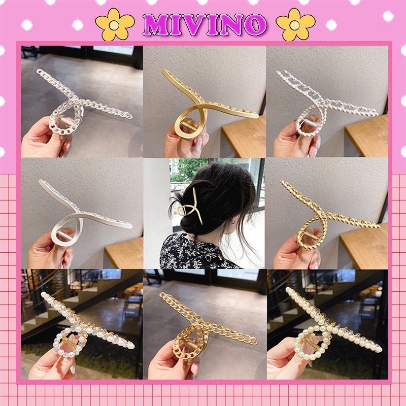 Kẹp tóc Hàn Quốc Mivino kẹp tóc kim loại siêu sang chảnh