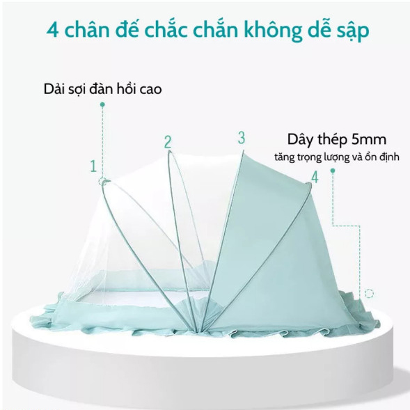 Mùng xếp gấp gọn thông minh chỉ 3 giây gấp mở - Mùng chống muỗi cho bé - Màn xếp gấp gọn dành cho trẻ em - loại đẹp