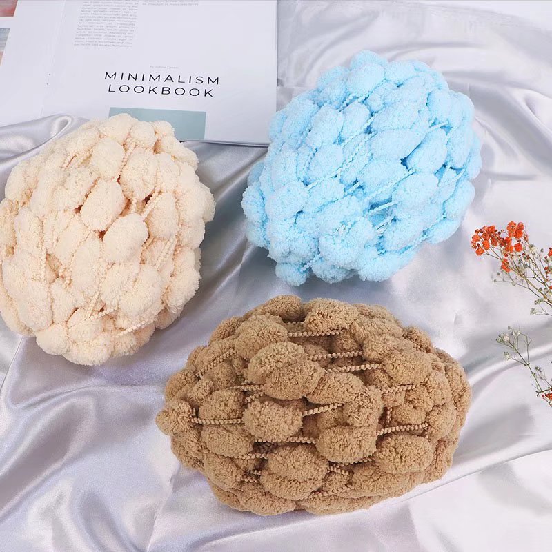 Len bông bi - cuộn len đan móc 130gr dùng để đan khăn, thảm siêu mềm mịn