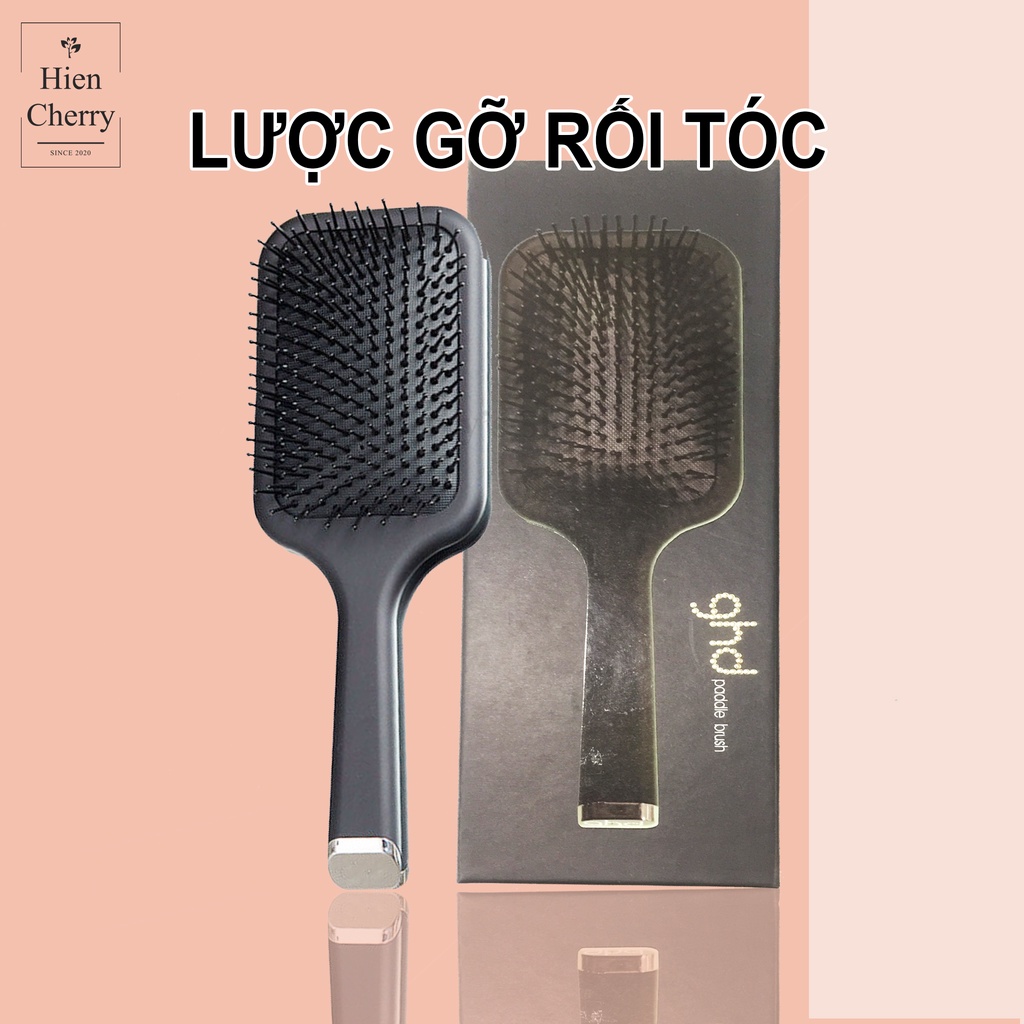 Lược gỡ rối tóc GHD cao cấp, lược chải tóc bản to massage da đầu, có hộp đựng