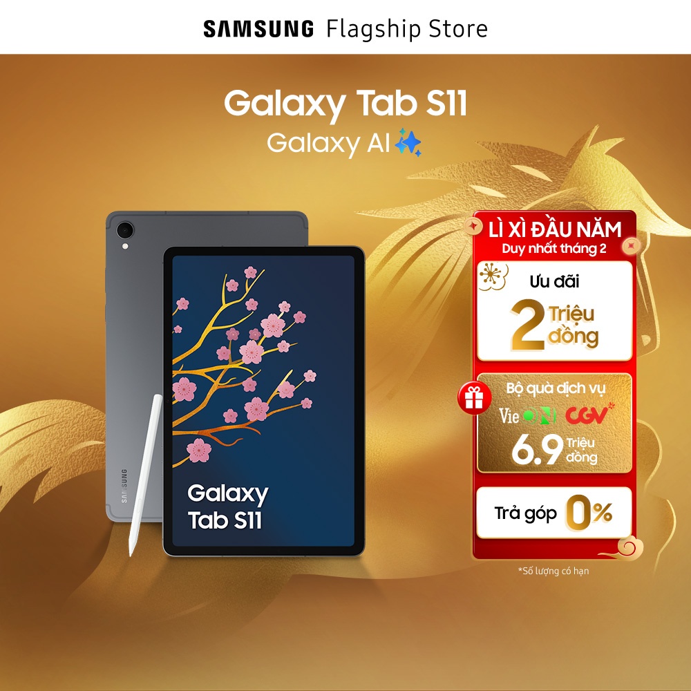 [PHI MÃ SĂN DEAL 2-3.2] Máy tính bảng Galaxy Tab S11 Wifi, Galaxy AI, S Pen thế hệ mới, Màn hình lớn 11" Giá 20,990,000 Đồng*Miễn phí vận chuyển