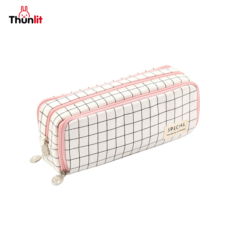 Thunlit Bút Chì Trường Hợp Với Khoang Hộp Bút Chì Vải Bố Dung Tích Lớn Và Đơn Giản Hộp Bút Văn Phòng Phẩm Đa Năng Cho Học Sinh Dung Tích Lớn Nhiều Ngăn