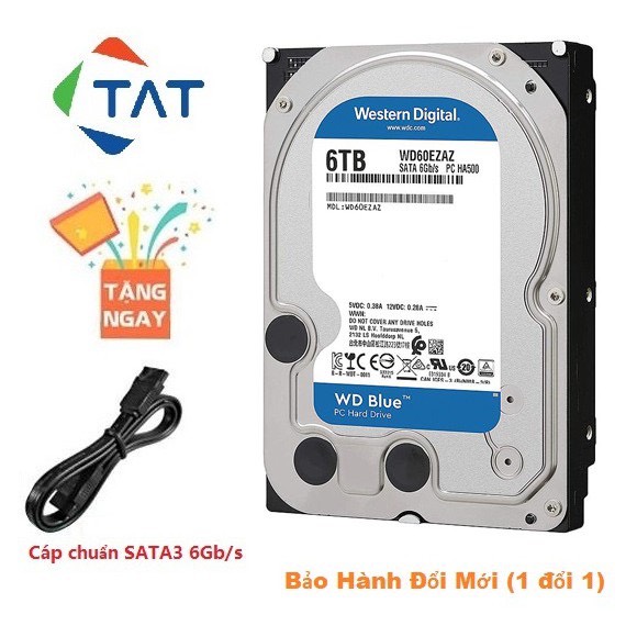 Ổ cứng hdd wd blue 6tb 3.5 inch sata3 6gb/s chính hãng - mới bảo hành 24 tháng