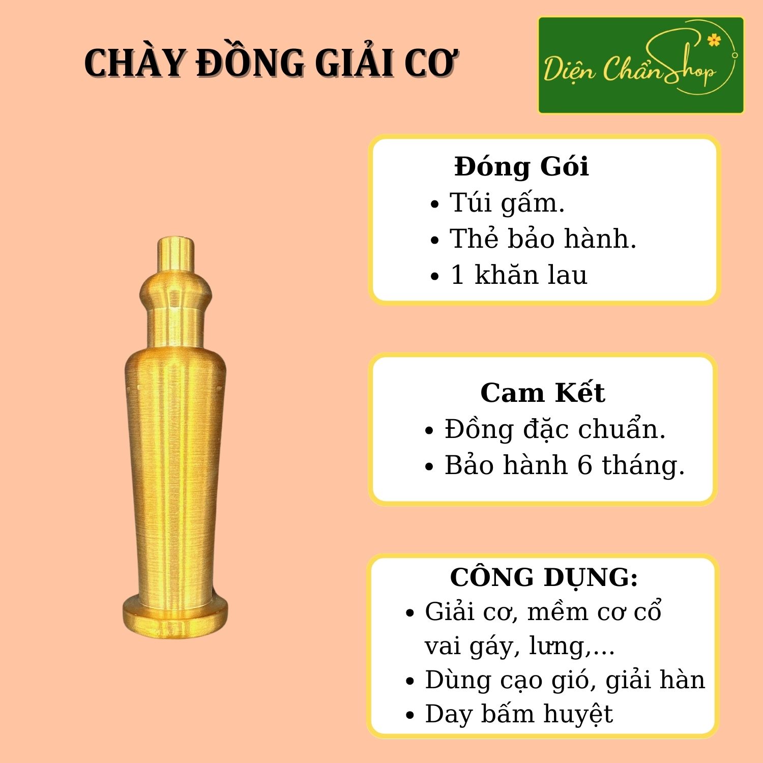 Chày đồng giải cơ cổ vai gáy, giải cơ lưng bằng đồng - hội quán diện chẩn- dụng cụ diện chẩn