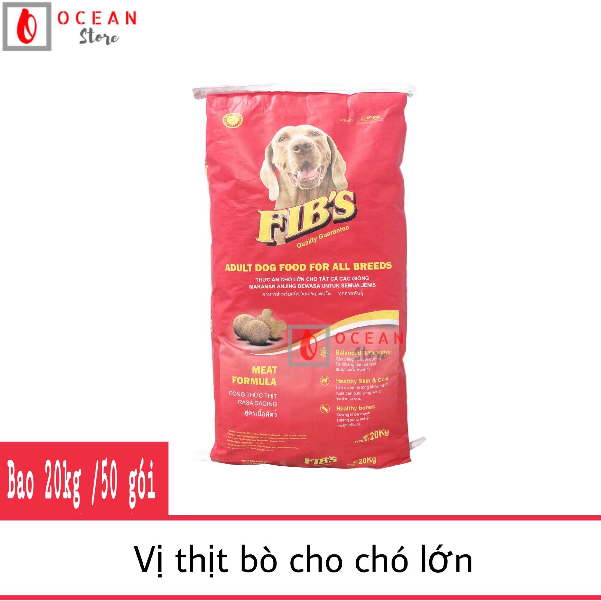 [BAO BÌ MỚI] Thức ăn cho chó vị thị bò - Thức ăn cho mọi loại chó - Fib's 400g (1 bao 20kg/50 gói 400g)