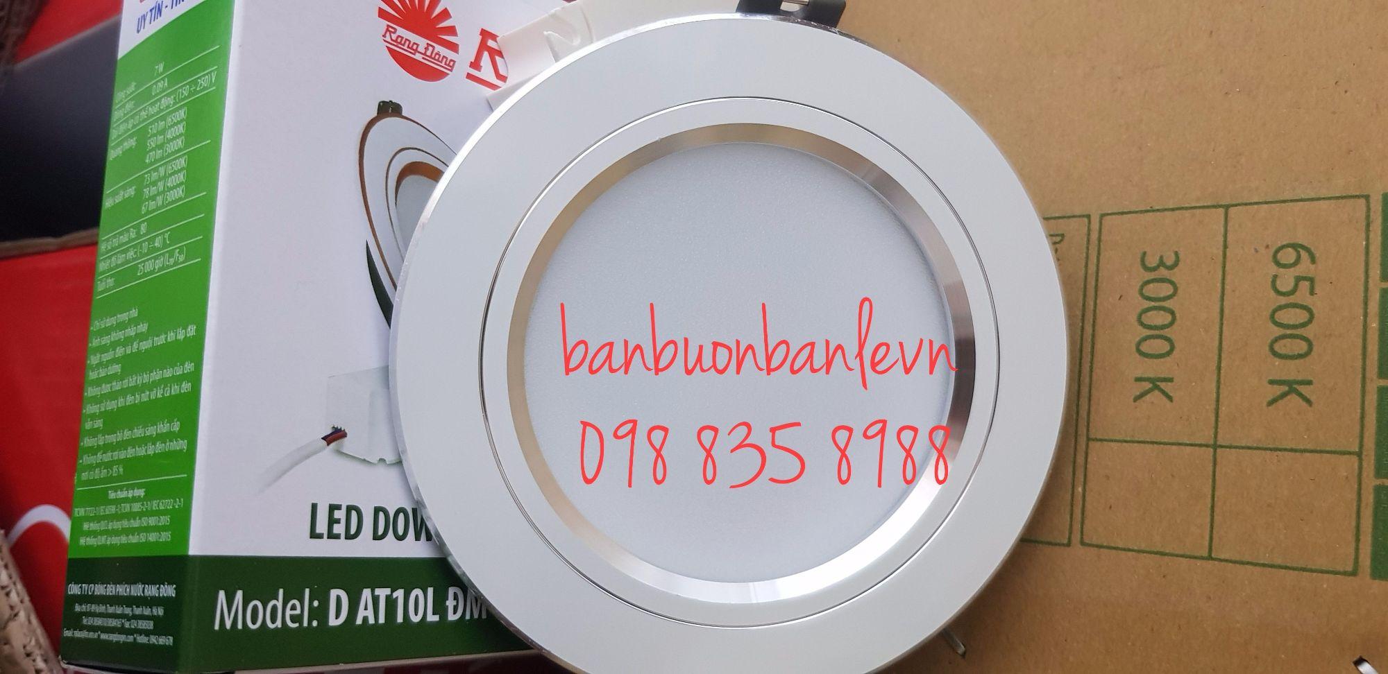 Đèn led âm trần rạng đông 110- 9w viền bac