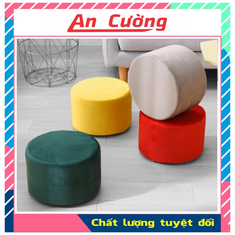 Ghế đôn sofa tròn💖𝑭𝑹𝑬𝑬𝑺𝑯𝑰𝑷💖Ghế đôn gỗ tròn nệm bọc vải nhung cao cấp loại lớn