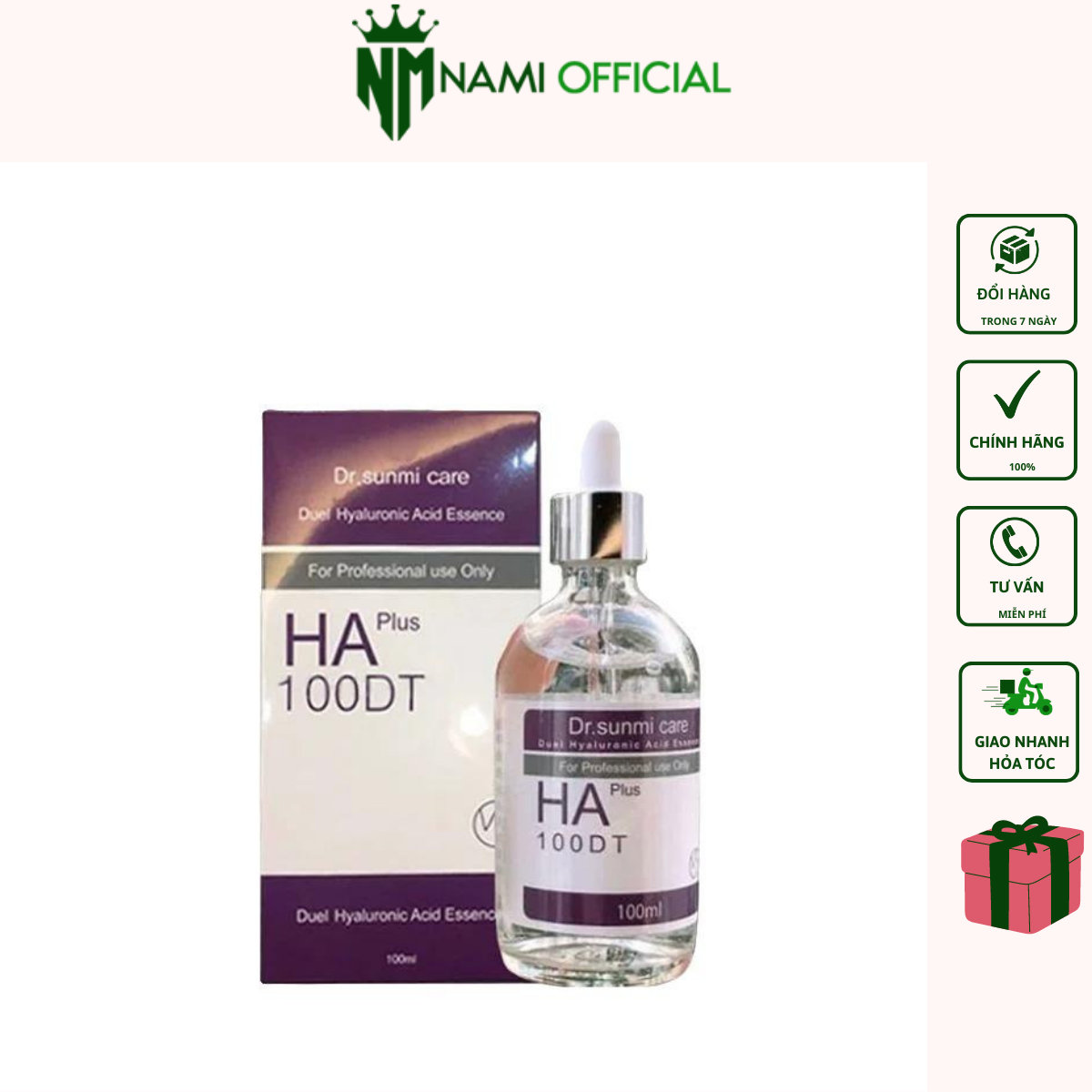 Serum cấp nước cho da dr.sunmi care ha plus 100dt duel hyaluronic acid essence 100ml