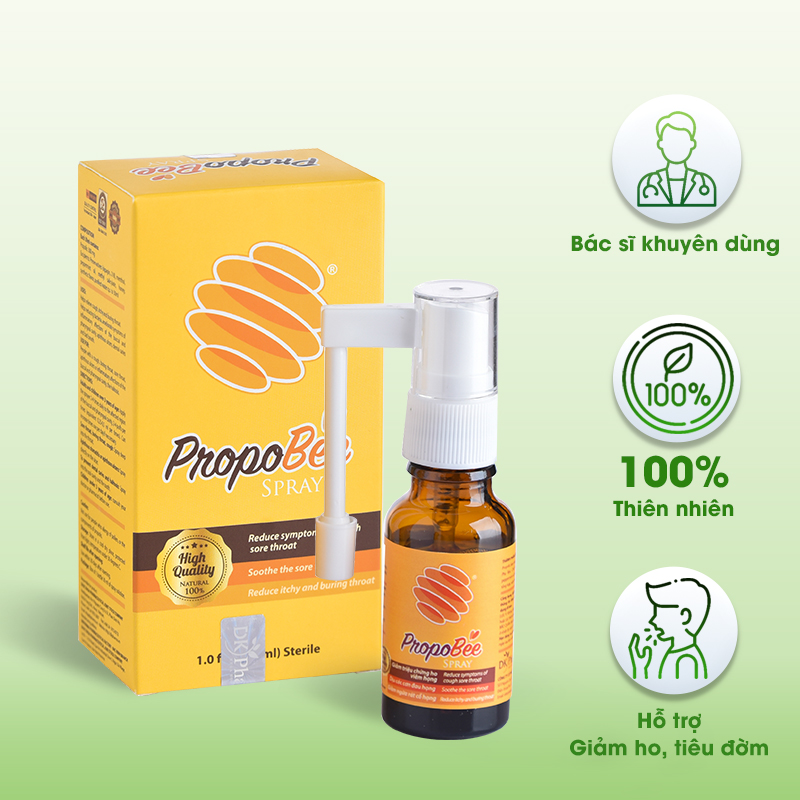 Xịt họng keo ong PropoBee - Kháng viêm tự nhiên, giảm ho, viêm, ngứa rát cổ họng - Chai 15ml