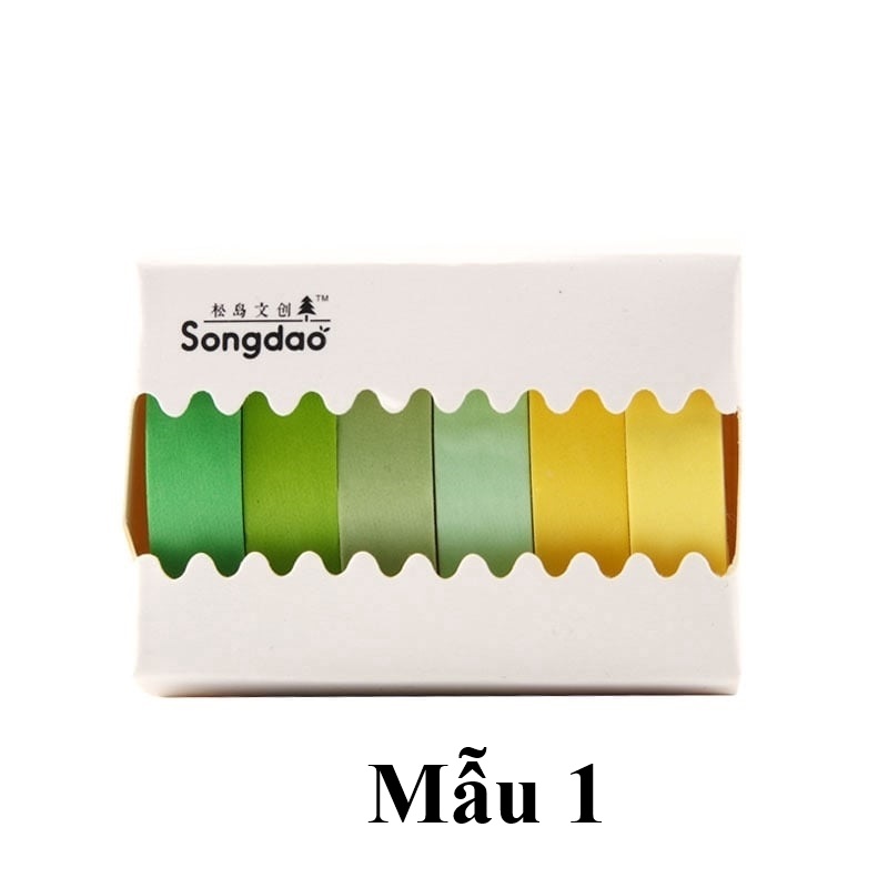 Set 6 cuộn băng dính nhiều màu sắc dùng trang trí