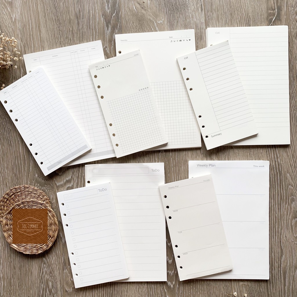 Ruột sổ refill cho sổ còng Planner 6 lỗ A5A6 45 tờ