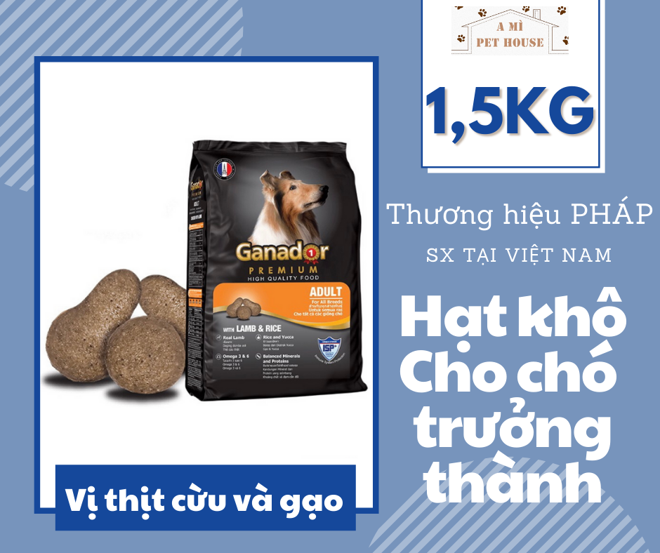 Thức ăn cho chó lớn ganador adult 1.5kg | hạt khô vị cừu và gạo- lamb & rice