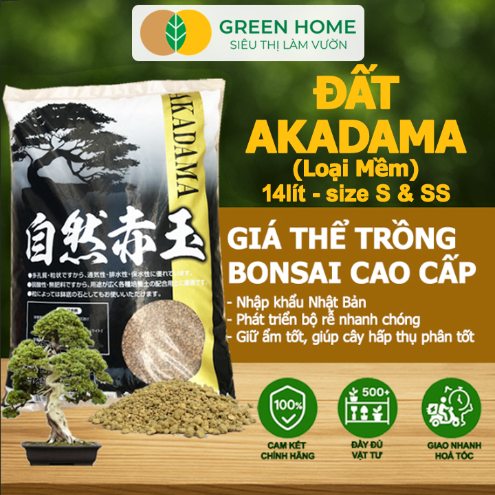 Đất Akadama Greenhome, Bao 14Lít (8-9Kg), (Loại Mềm) Giá Thể Bonsai, Kiểng Lá, Sen Đá, Phân Nền Thủy Sinh, Nhiều Dưỡng Chất