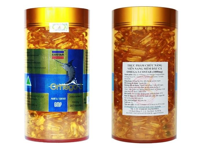 CHÍNH HÃNG Omega 3 Úc viên uống Tinh dầu cá hồi Costar 1000mg hộp 100 viên - 365 Viên