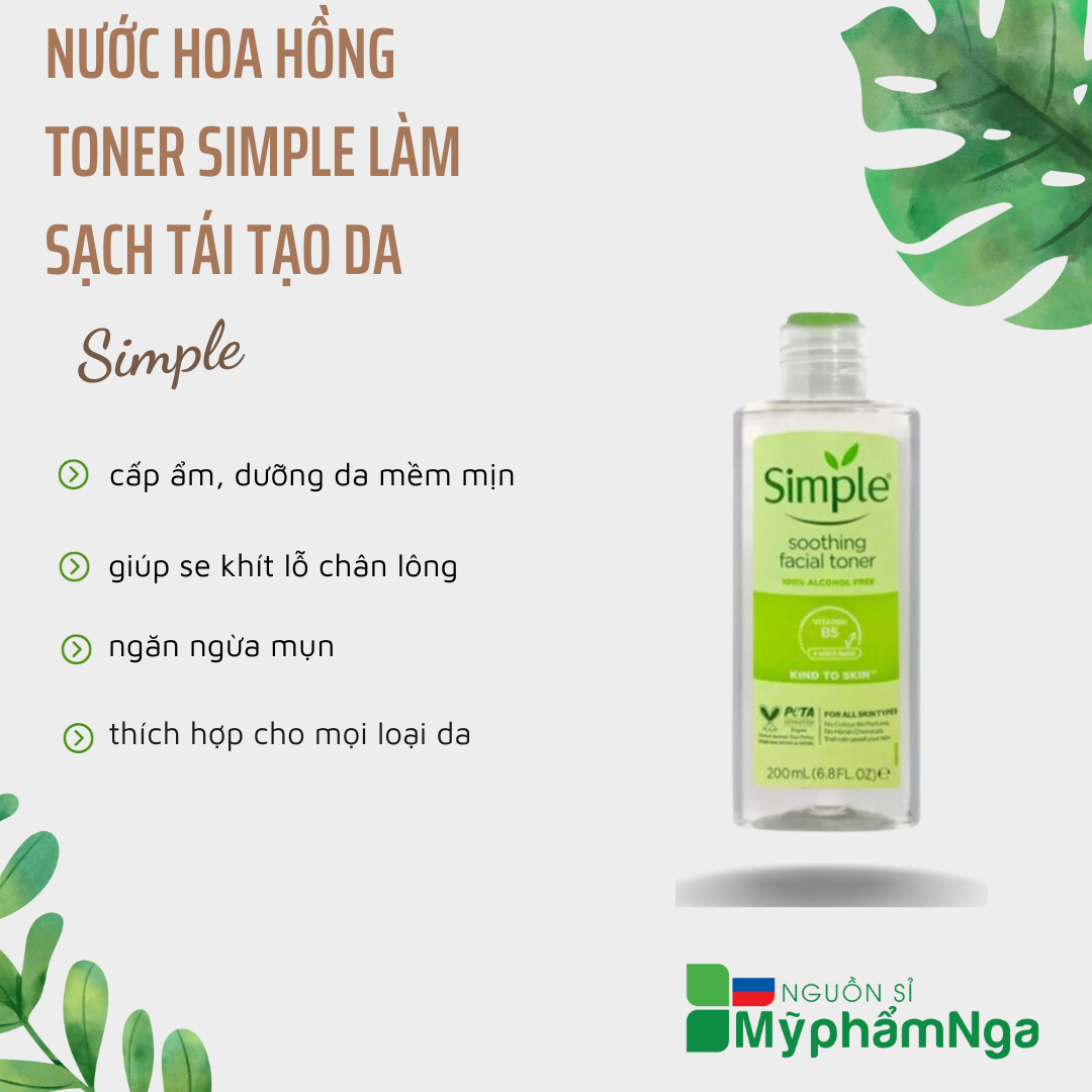 [HCM]Nước hoa hồng Toner Simple làm sạch tái tạo da se khít chân lông (mẫu mới nhất)