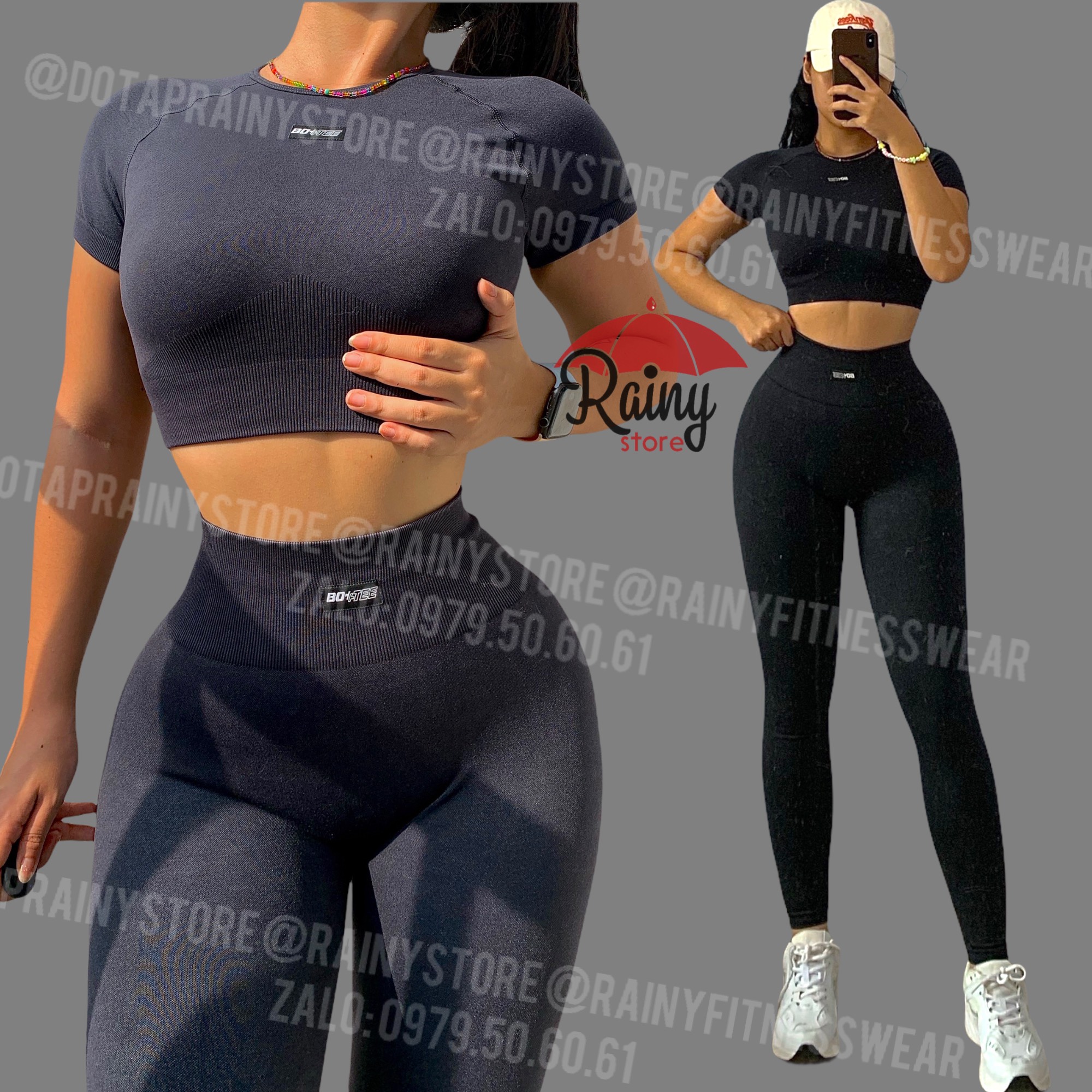 [ Hàng Cao Cấp ] Bộ đồ tập gym, yoga BoTee Oxygen Crop - Đồ Tập Rainy Store