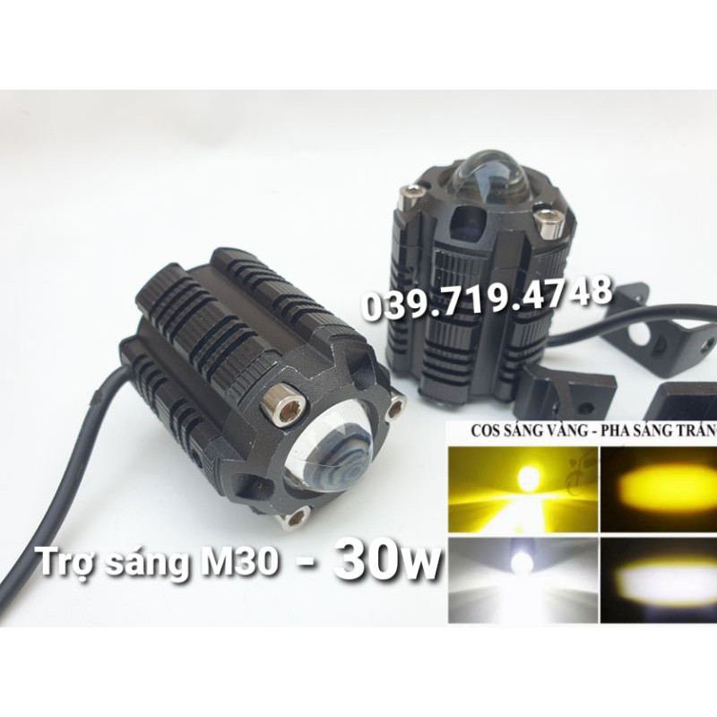 Đèn trợ sáng m30 cos vàng - pha trắng 30w