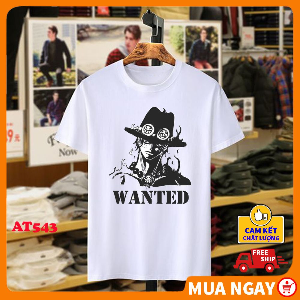 Áo thun tay lỡ One Piece form rộng dáng Unisex ABATI hình Truy nã Ace, vải dày mịn mát, hình in sắc nét không phai, phong cách năng động cá tính AT543A